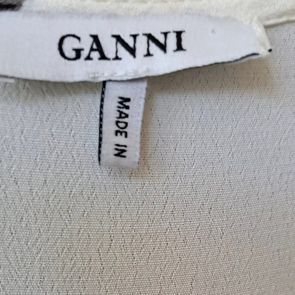 Ganni Roseburg Floral Crepe Midi Wrap Dress Vanilla Ice Size 40 (8) White - Picture 5 of 6